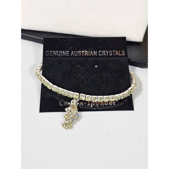 LAUREN SPENCER STRETCHY BRACELET YELLOW CRYSTALS SEAHORSE CHARM NWT - Picture 1 of 4